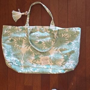 Tropical Green and Cream Tote Bag
